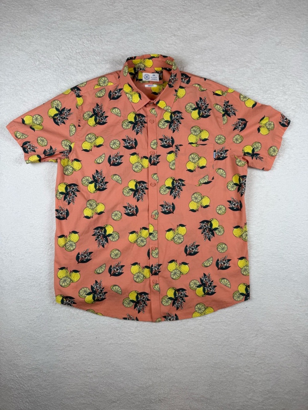 NWOT Hurley Community Fresh Lemon Print Hawaiian Short Sleeve Shirt Mens XXL